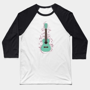 Surf Green Ukulele Flowering Vines Baseball T-Shirt